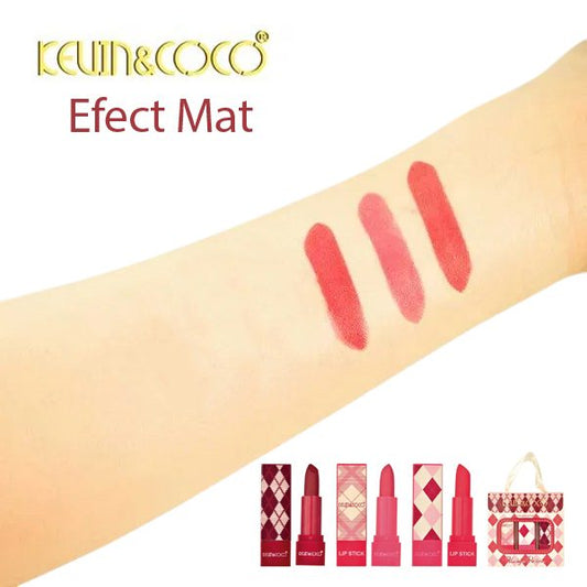 Kevin&Coco Set 3 Rujuri de Buze Mate, Textura Cremoasa si Hidratanta, Formula Rezistenta, Design Vintage, Multicolor, 3 x 10 g