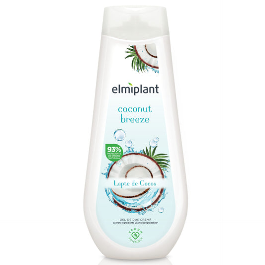 Elmiplant Gel de Dus Crema, Hidratant si Catifelant cu Aroma de Cocos, Coconut Breeze, 750 ml