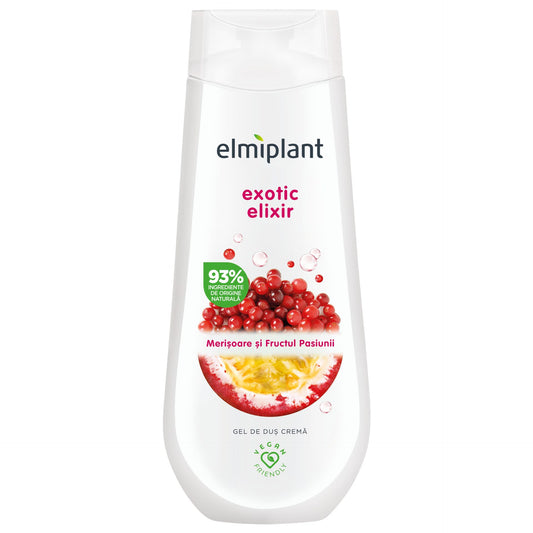 Elmiplant Gel de Dus Crema, Hidratant si Delicat, Extract de Merisoare si Fructul Pasiunii, 400 ml