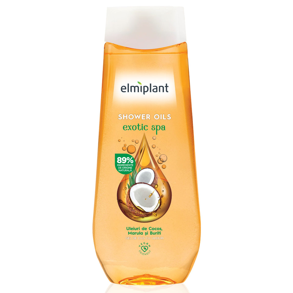 Elmiplant Gel de Dus Hidratant, Curatare Delicata cu Ulei de Cocos Natural, Textura Cremoasa, 400 ml