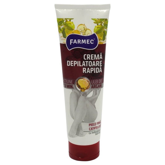 Farmec Cremă Depilatoare Rapidă, Îmbogățită cu Ulei de Argan, Efect Hidratant, Pentru Picioare și Corp, 150 ml