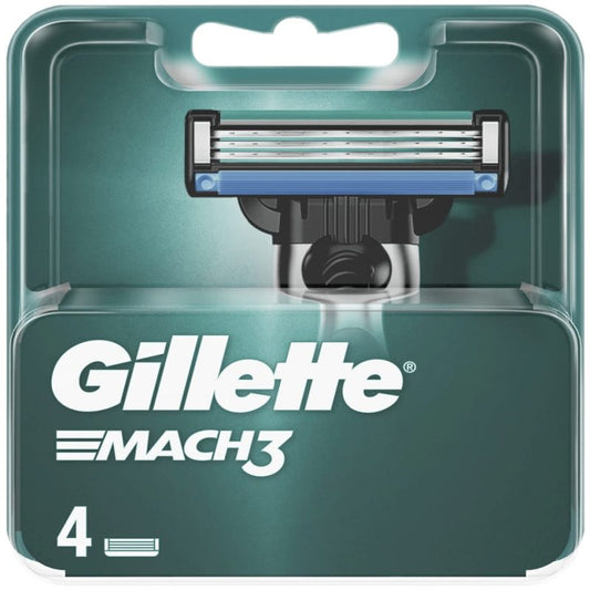 Gillette Mach3 Rezerve Aparat de Ras, Tehnologie cu 3 Lame din Otel, Banda Lubrifianta, 4 Bucati