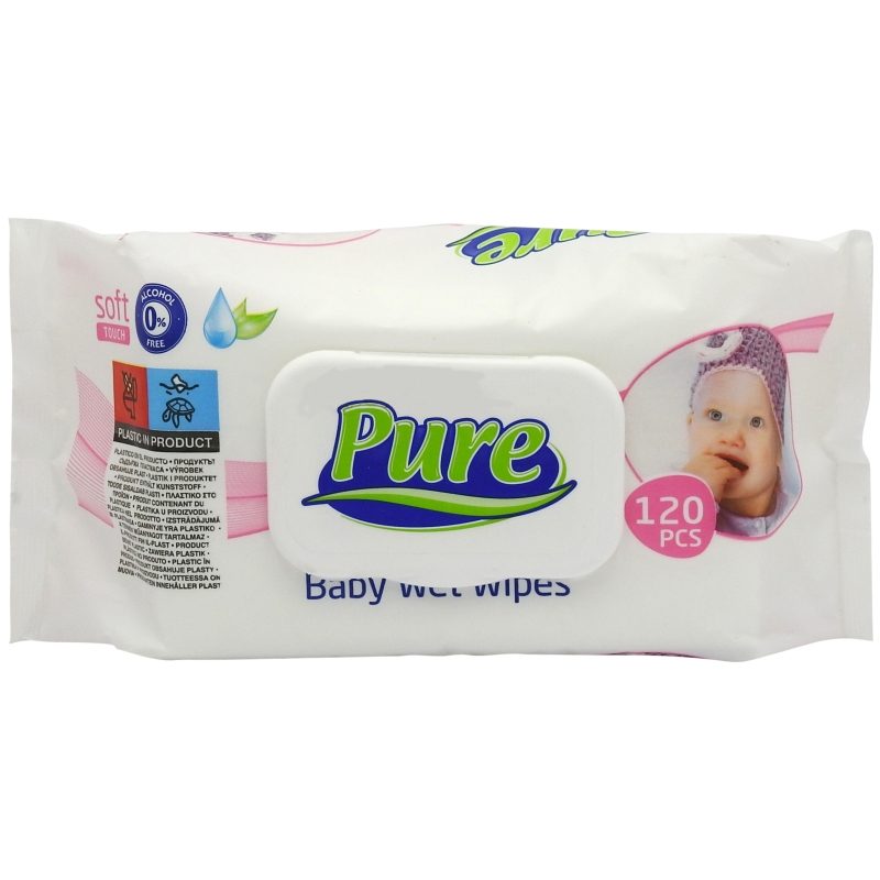 Pampers Servetele Umede Pure, Curățare Delicată, Fără Parfum, 120 Bucăți