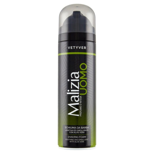 Malizia Spumă de Ras cu Vetyver, Formulă Hidratantă pentru Piele Sensibilă, 300 ml