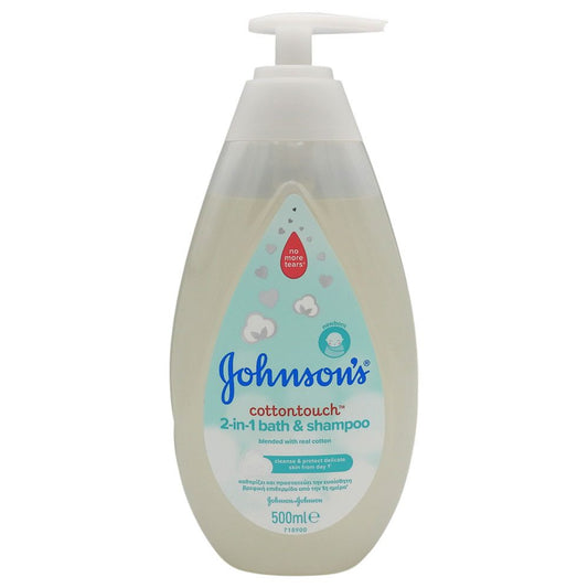 Johnson's Baby Lotiune De Spalare 2 In 1 Cotton Touch, Curatare Delicata Pentru Nou-Nascuti, Formula Pe Baza De Bumbac, 500 ml