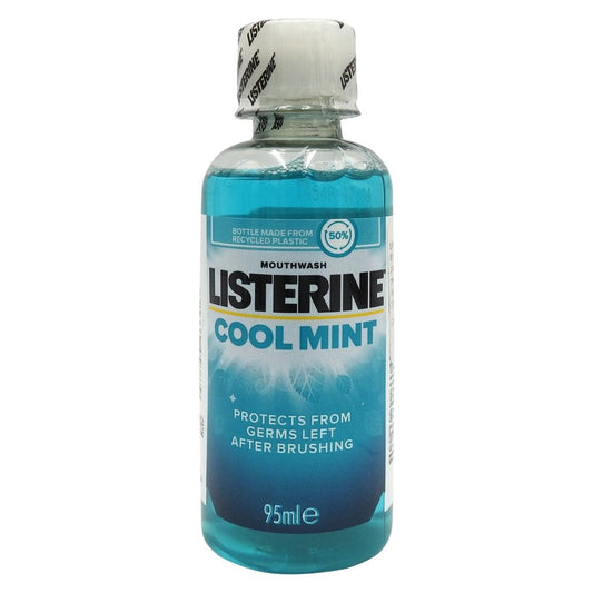Listerine Apa de Gura Antiseptica, Protectie Impotriva Placii Bacteriene si a Respiratiei Neplacute, Aroma Cool Mint, Format de Calatorie, 95 ml