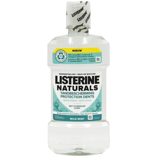 Listerine Apa de Gura Antibacteriana, Protectie Impotriva Placii Bacteriene si a Cariilor, Fara Alcool, Aroma Mild Mint, 500 ml