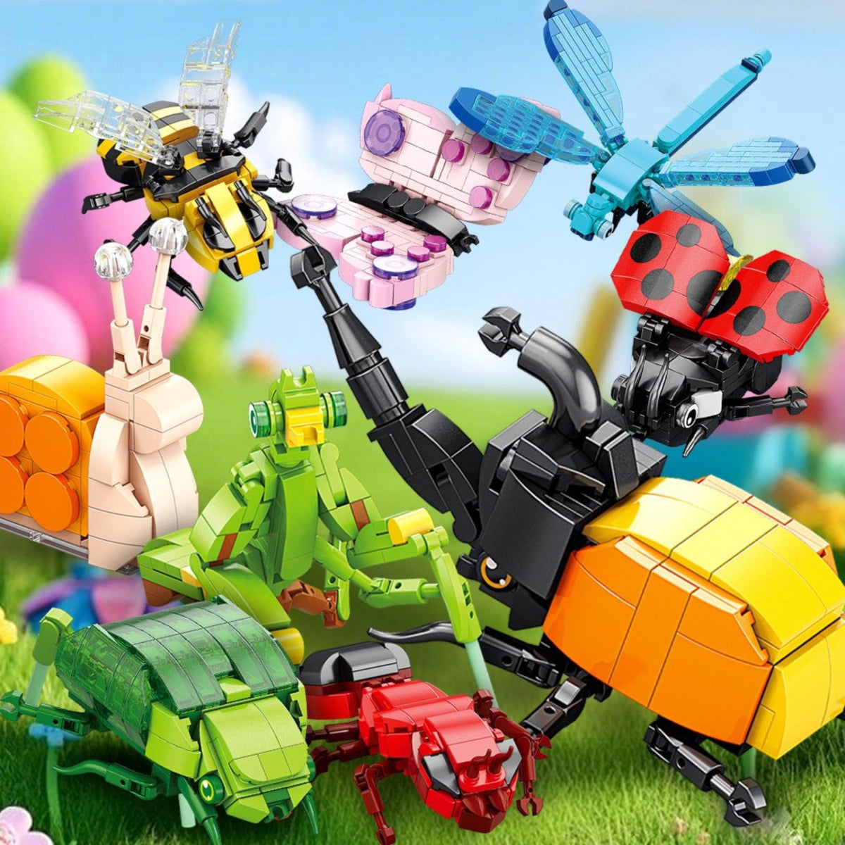 Set de Constructie Model Bondar, Jucarie Educativa STEM Lumea Insectelor Mini, Model 3D din Plastic ABS, 150 Piese, Varsta 6+ Ani, 11 x 7 x 7 cm, Negru/Galben