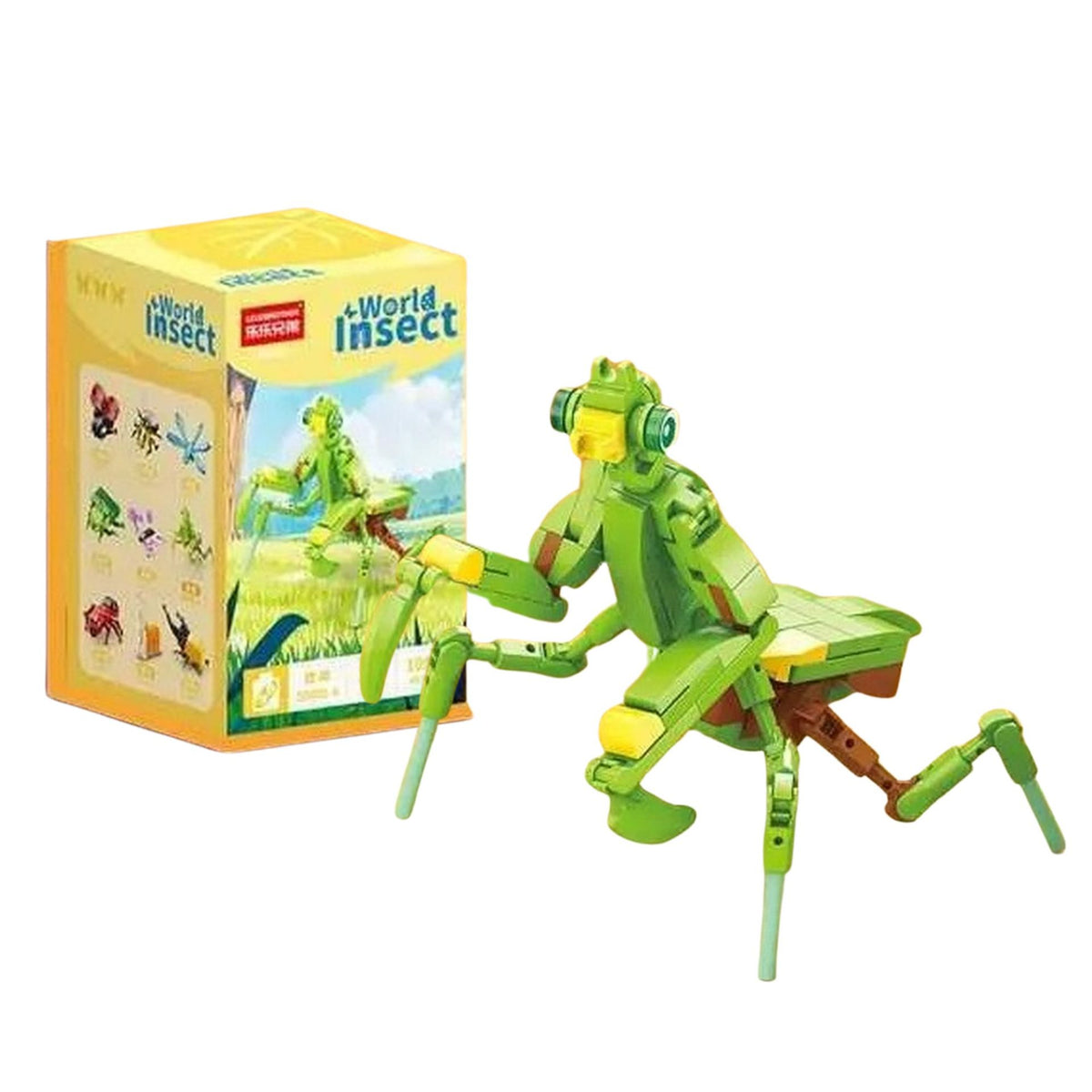 Set de Constructie Mantis, Jucarie Educativa STEM Lumea Insectelor Mini, Model 3D Realist, Plastic ABS, 109 Piese, 6+ Ani, 11 x 7 x 7 cm, Verde Deschis