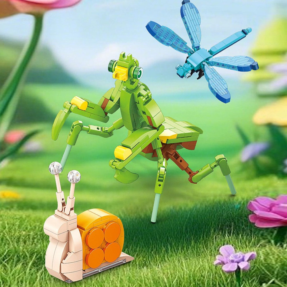 Set de Constructie Libelula, Jucarie Educativa STEM, Lumea Insectelor Mini, Model 3D din Plastic ABS, 117 Piese, Varsta 6+ Ani, 11 x 7 x 7 cm, Albastru