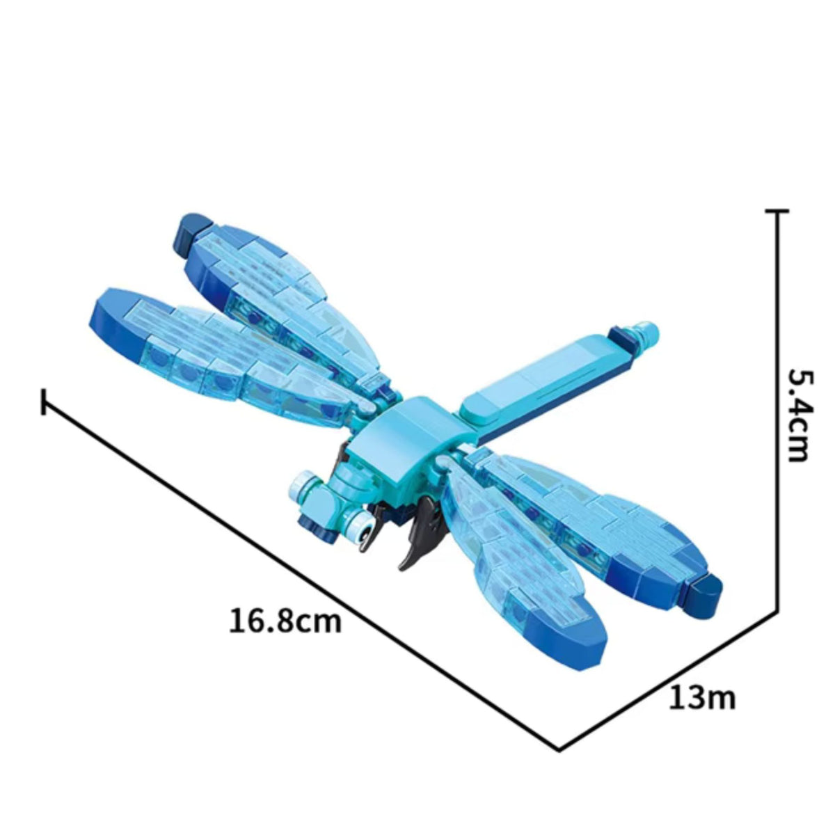Set de Constructie Libelula, Jucarie Educativa STEM, Lumea Insectelor Mini, Model 3D din Plastic ABS, 117 Piese, Varsta 6+ Ani, 11 x 7 x 7 cm, Albastru