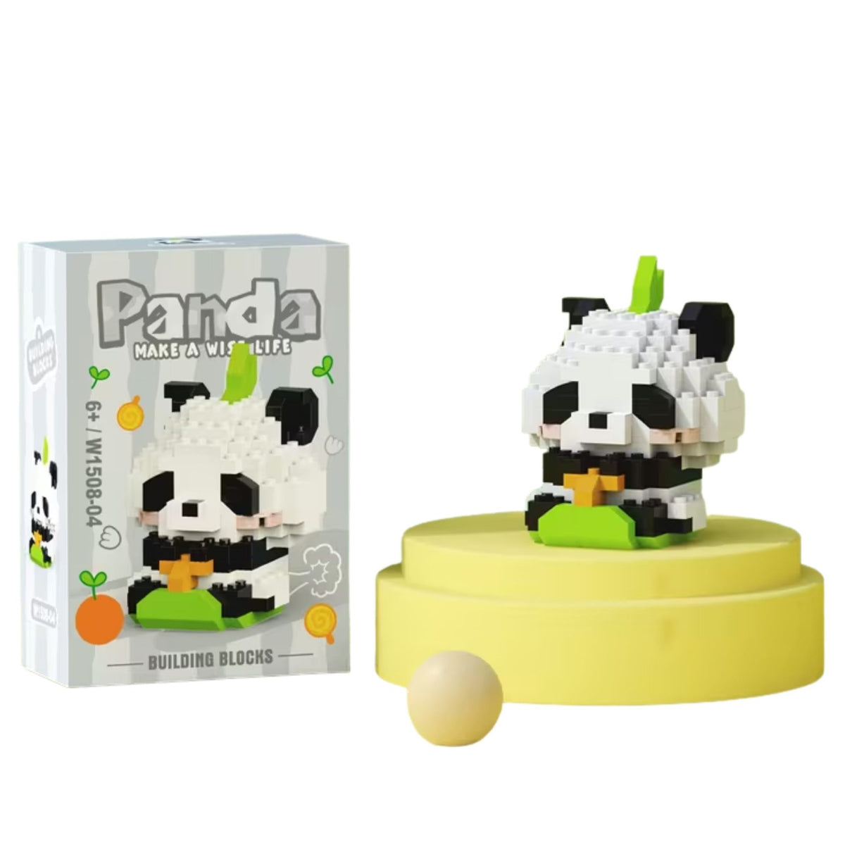 Set de Constructie Panda in Iarba, Model 3D Educativ STEM, Jucarie Interactiva din Plastic ABS, 161 Piese, Varsta 6+ Ani, 7.8 x 4.1 x 11.3 cm, Gri