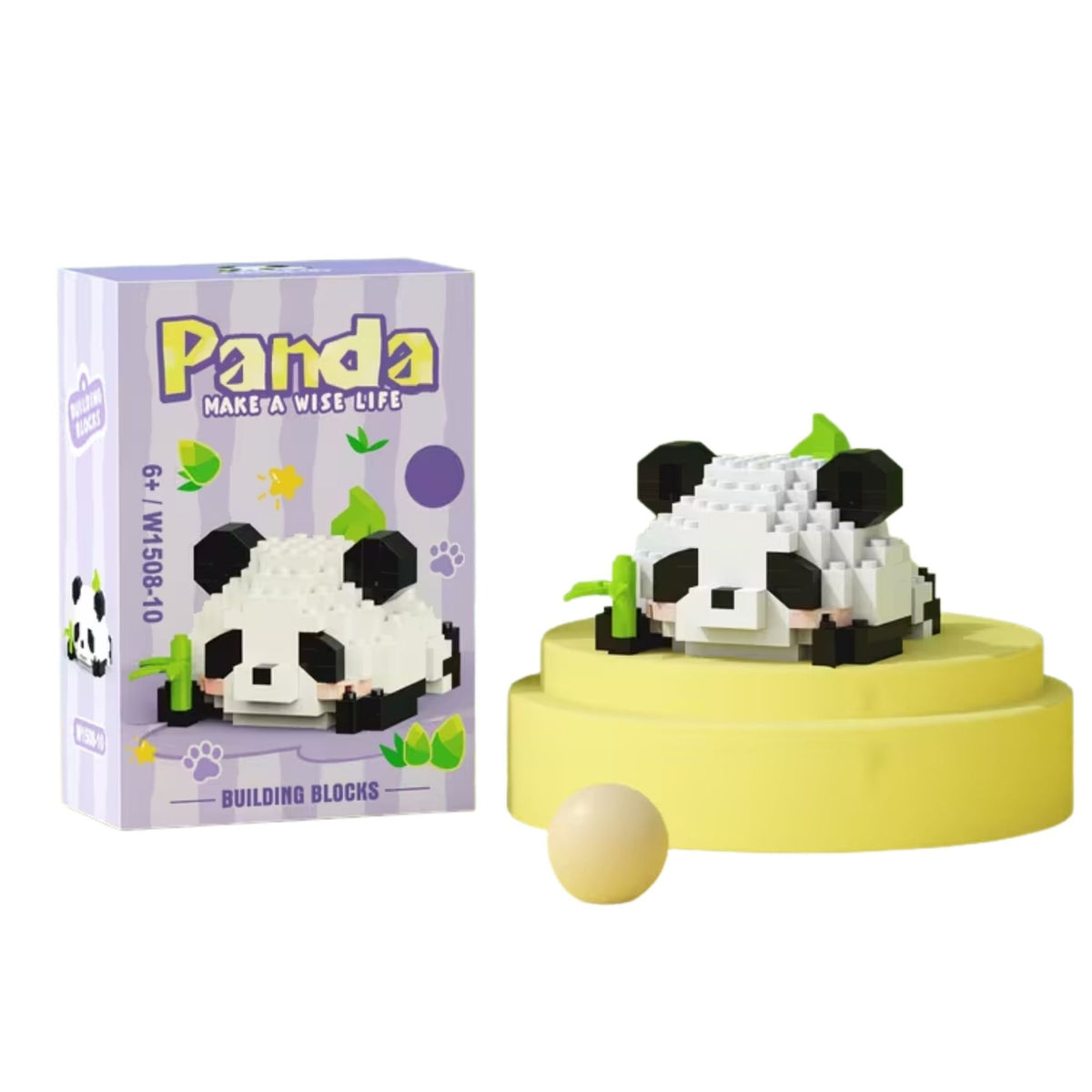 Set de Constructie Panda cu Bambus, Jucarie Educativa STEM si Model 3D, Plastic ABS, 159 Piese, 6+ Ani, 7.8 x 4.1 x 11.3 cm, Mov