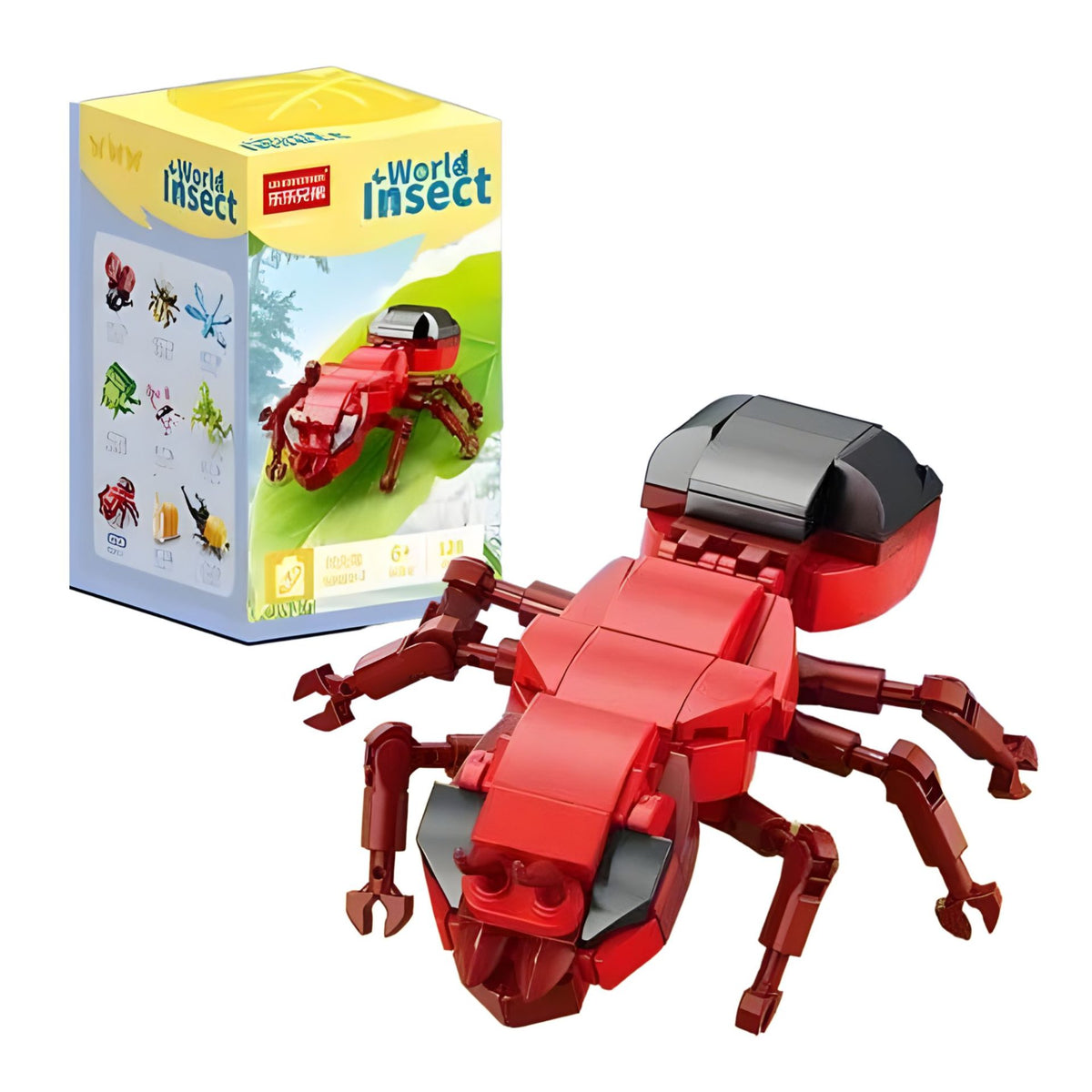Set de Constructie Furnica de Foc, Jucarie Educativa STEM Lumea Insectelor, Model 3D din Plastic ABS, 128 Piese, 11 x 7 x 7 cm, Rosu, 6+ Ani