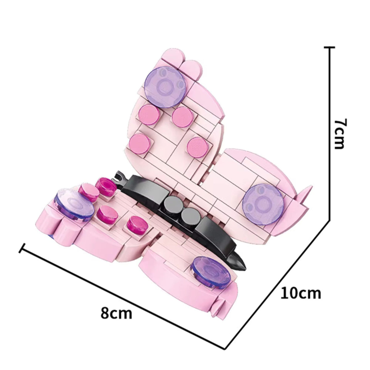 Set de Constructie Fluture, Model 3D Educativ STEM, Lumea Insectelor Mini, Plastic ABS, 115 Piese, 6 Ani+, 11 x 7 x 7 cm, Roz