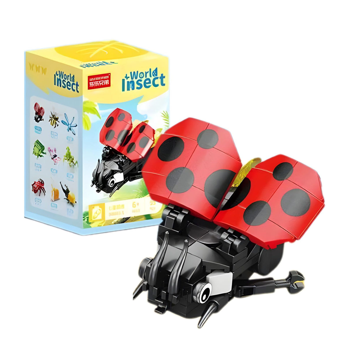 Set de Constructie Buburuza, Model 3D Lumea Insectelor Mini, Jucarie Educativa STEM, Plastic ABS, 95 Piese, Varsta 6+ Ani, 11 x 7 x 7 cm, Rosu/Negru