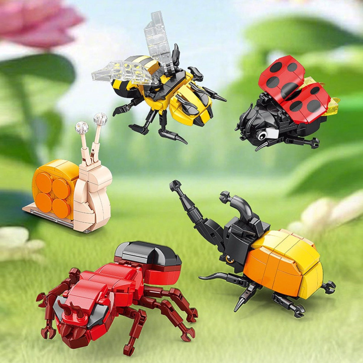 Set de Constructie Buburuza, Model 3D Lumea Insectelor Mini, Jucarie Educativa STEM, Plastic ABS, 95 Piese, Varsta 6+ Ani, 11 x 7 x 7 cm, Rosu/Negru