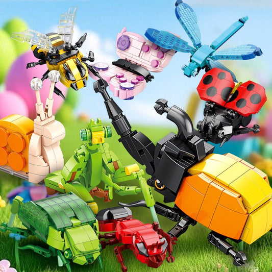Set de Constructie Gandac Scarabeu, Model 3D Lumea Insectelor Mini, Jucarie Educativa STEM, Plastic ABS, 98 Piese, 11 x 7 x 7 cm, Verde Inchis