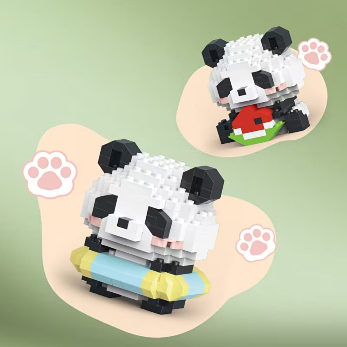 Set de Constructie Panda cu Cerc de Inot, Jucarie Educativa STEM, Model 3D din Plastic ABS, 180 Piese, Verde Deschis, 6+ Ani, 7.8 x 4.1 x 11.3 cm