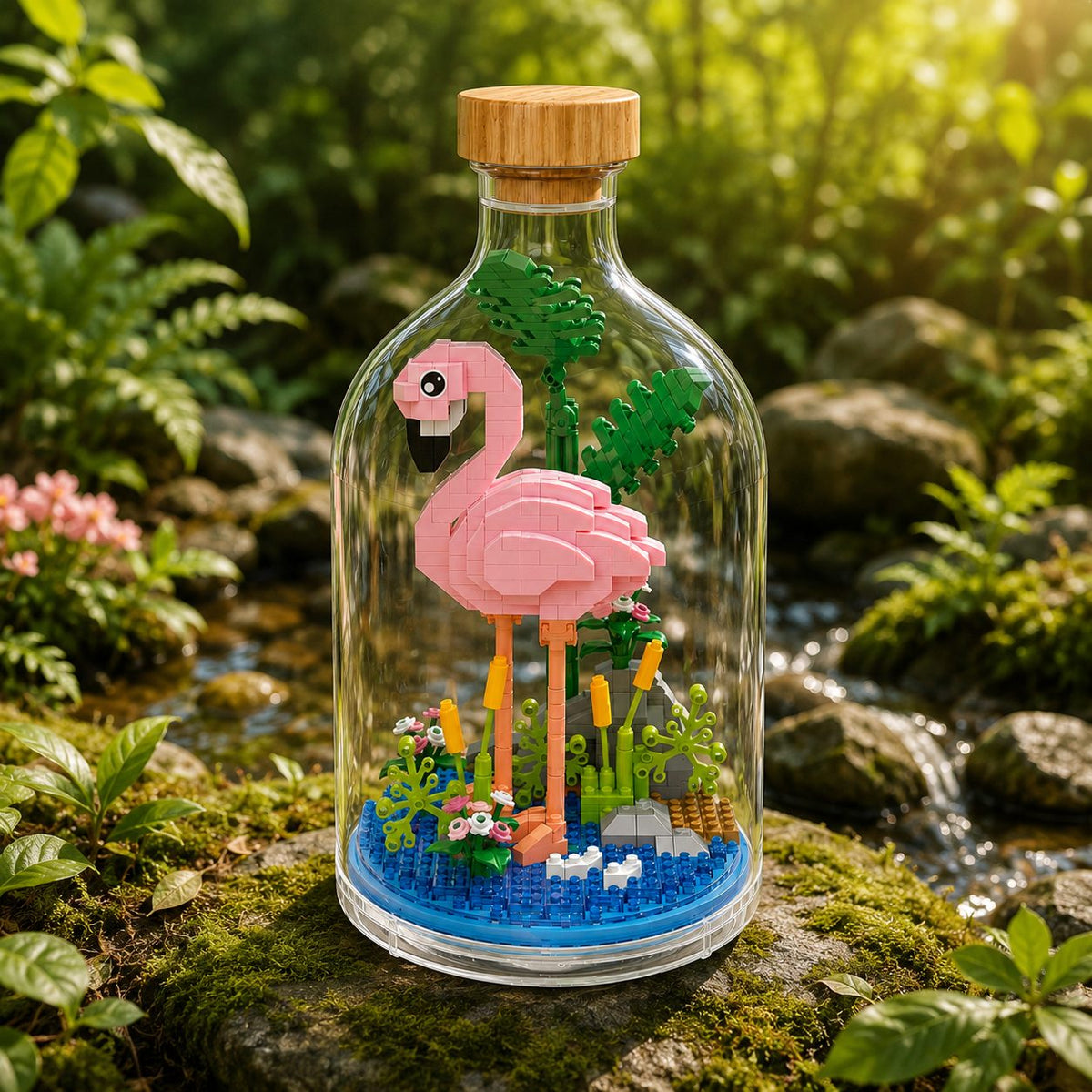 Set De Construit Flamingo, Model Pixel Art Decorativ, Plastic, 485 Piese, Multicolor, 10 x 19.6 cm