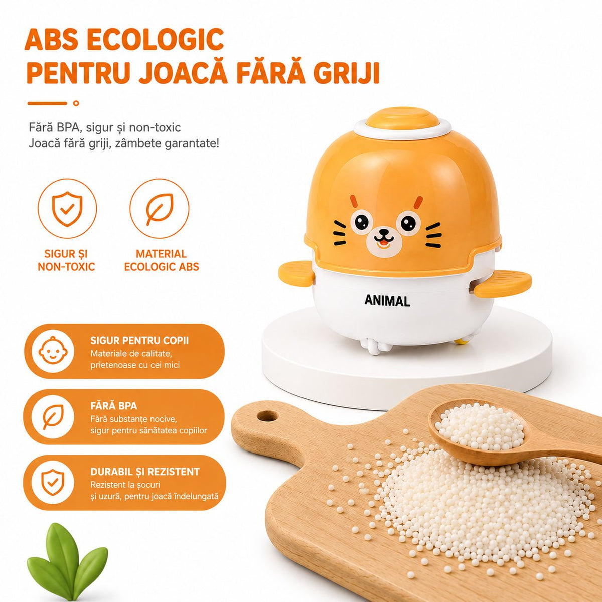 Jucarie Interactiva Pentru Pisici, Cu Aripioare Mobile Si Fata De Animal, Plastic ABS, Portocaliu-Galben