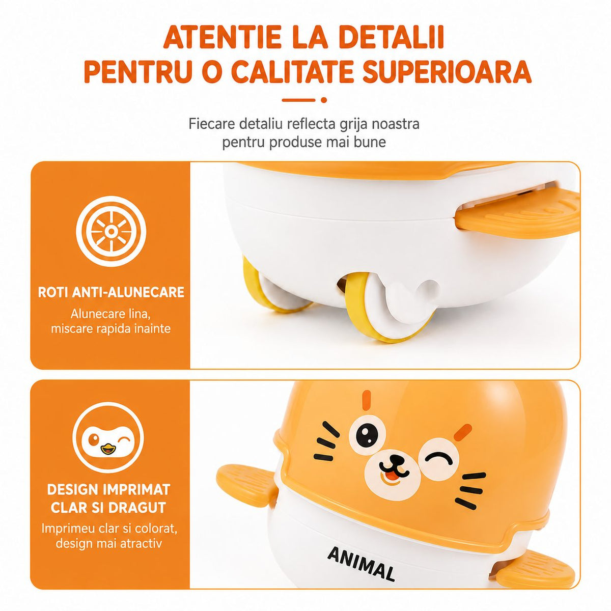 Jucarie Interactiva Pentru Pisici, Cu Aripioare Mobile Si Fata De Animal, Plastic ABS, Portocaliu-Galben