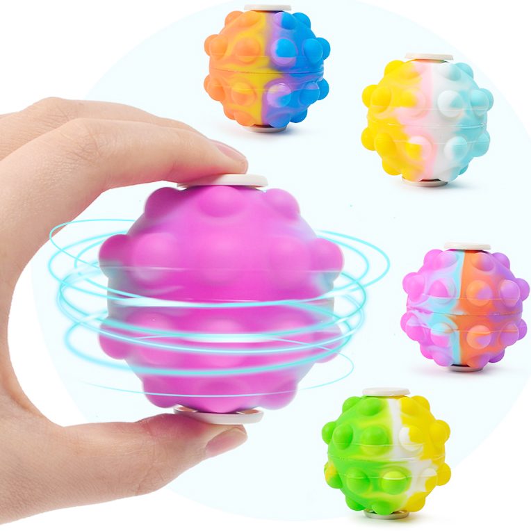 Minge Senzoriala Fidget Spinner Pop It 3D, Jucarie Rotativa Anti-stres pentru Copii si Adulti, Plastic si Silicon, 6 cm, Verde Multicolor