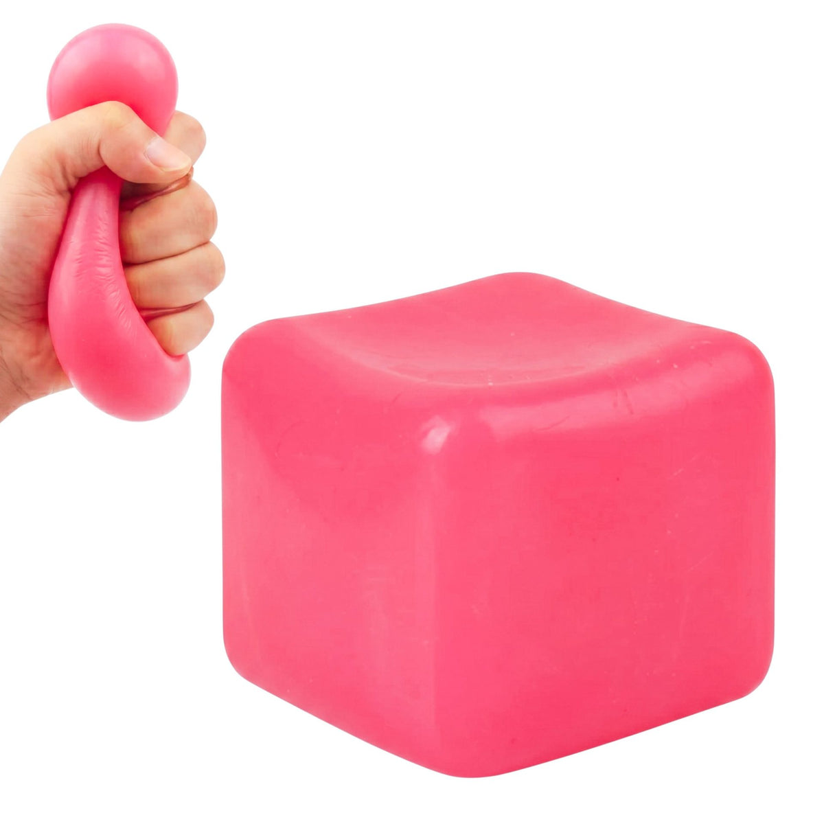 Jucarie Squishy Antistres, Cub De Gheata Senzorial cu Revenire Lenta, Material TPR, 3x3 cm, Roz
