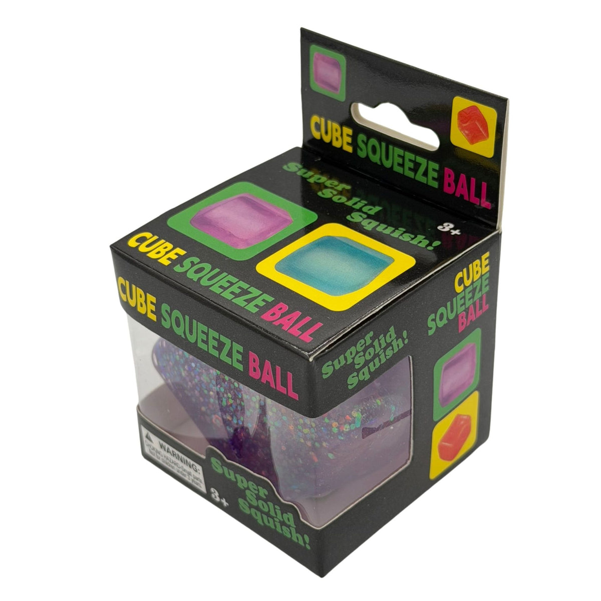 Jucarie Squishy Antistres, Cub Fidget Ice Cube cu Sclipici, Revenire Lenta, Material TPR, 3x3 cm, Mov