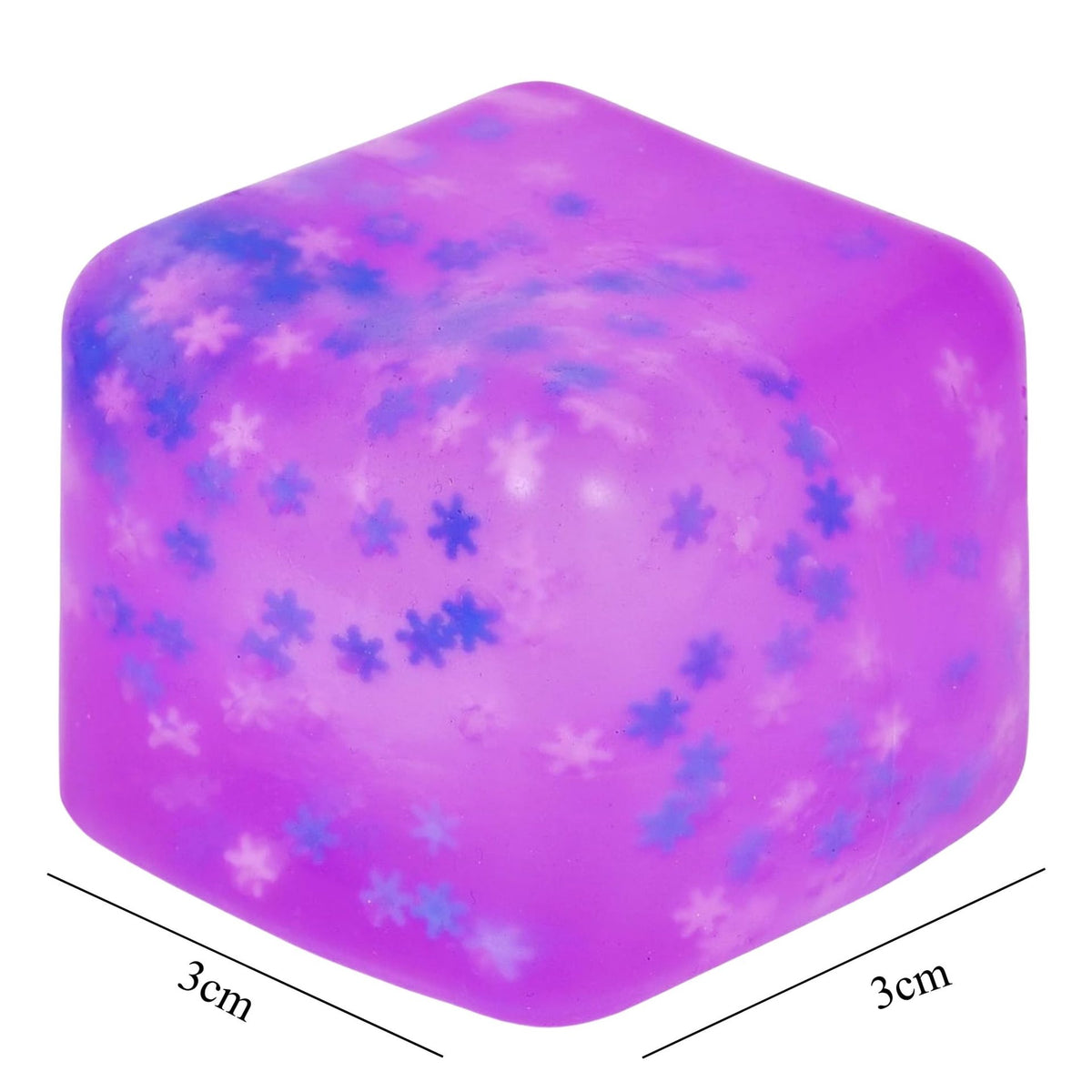 Jucarie Squishy Antistres Cub Ice Cube, Revenire Lenta cu Fulgi de Nea, Material TPR Elastic, 3 cm, Mov