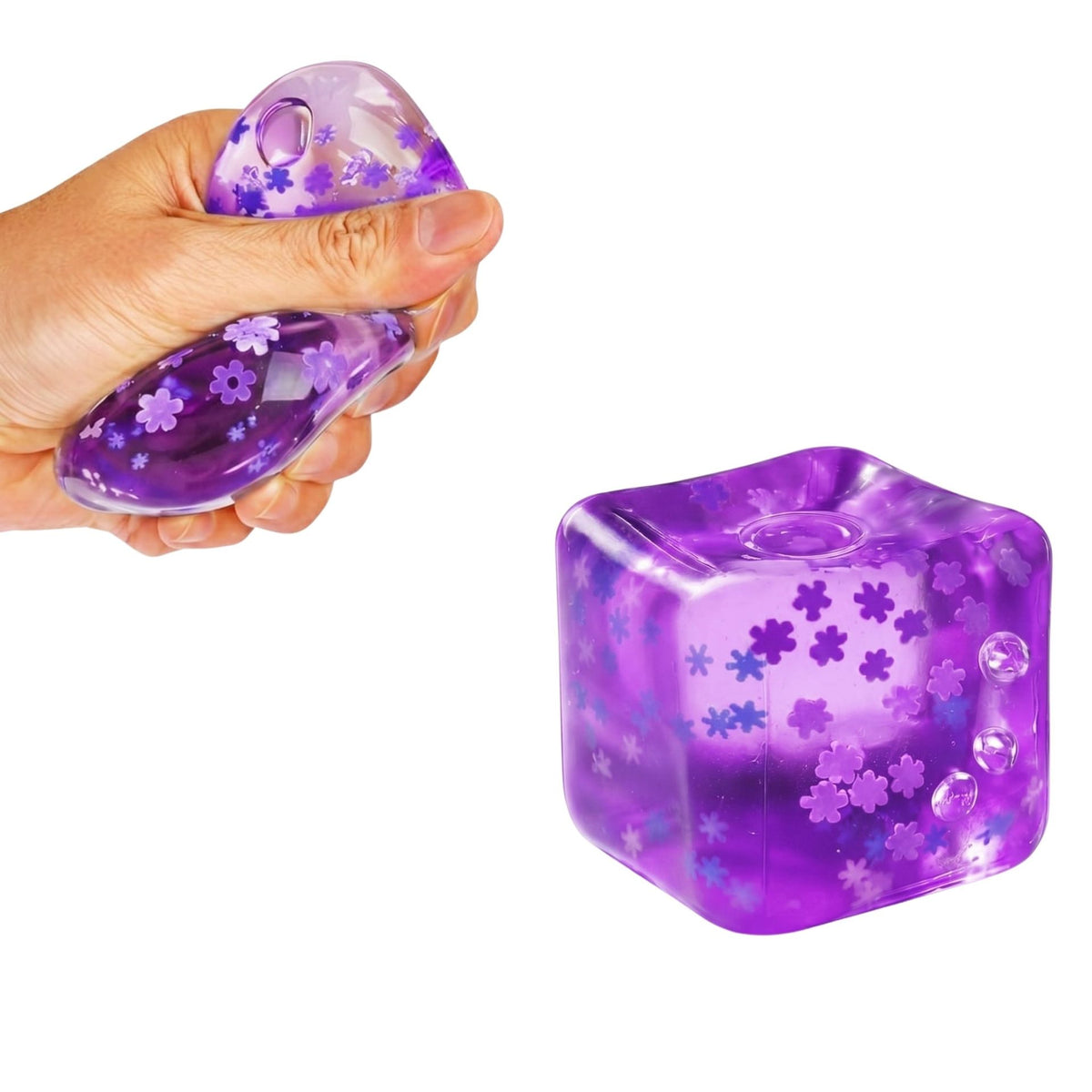 Jucarie Squishy Antistres, Model Ice Cube cu Fulgi de Nea, Revenire Lenta, TPR Elastic, 4x4x4 cm, Mov