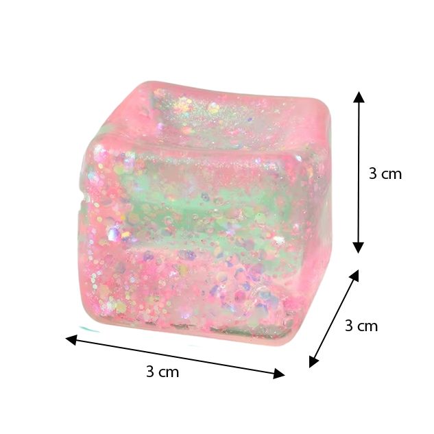 Jucarie Squishy Needoh, Cub Antistres Senzorial Cu Revenire Lenta, Termoplastic Cu Sclipici, 3x3x3 cm, Culoare Mix