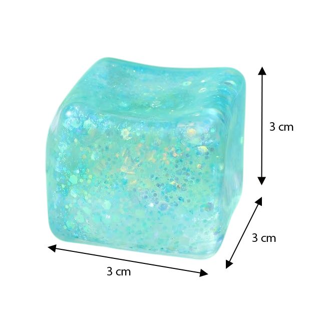 Jucarie Squishy Needoh, Cub Antistres Senzorial Cu Revenire Lenta, Termoplastic Cu Sclipici, 3x3x3 cm, Culoare Mix