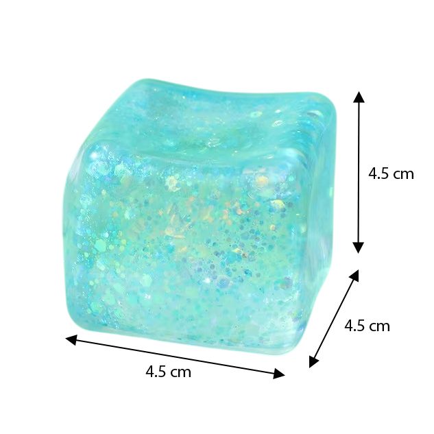 Jucarie Squishy Needoh Cub Antistres, Revenire Lenta cu Sclipici, Termoplastic, 4.5x4.5x4.5 cm, Culoare Mix