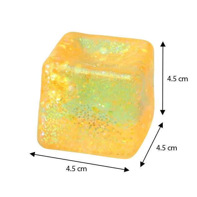 Jucarie Squishy Needoh Cub Antistres, Revenire Lenta cu Sclipici, Termoplastic, 4.5x4.5x4.5 cm, Culoare Mix
