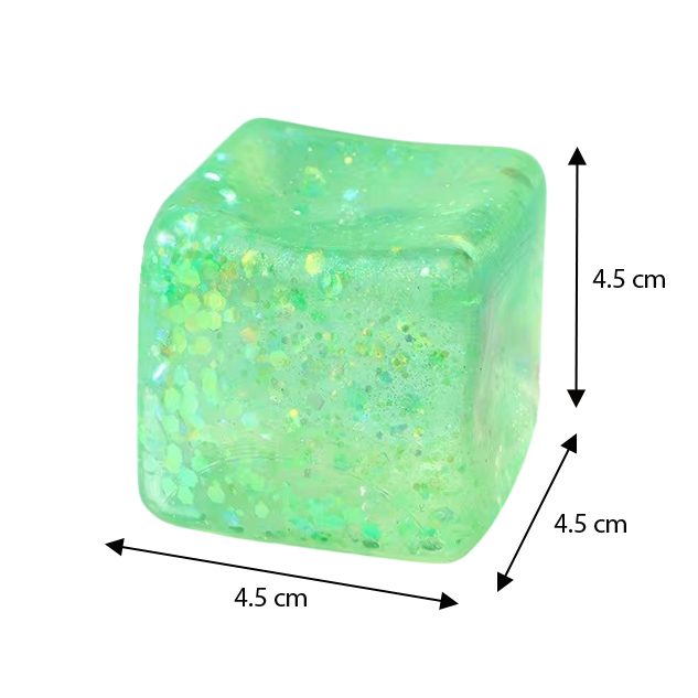Jucarie Squishy Needoh Cub Antistres, Revenire Lenta cu Sclipici, Termoplastic, 4.5x4.5x4.5 cm, Culoare Mix