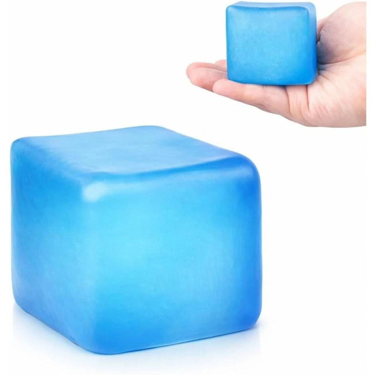 Jucarie Squishy Antistres, Cub De Gheata Senzorial cu Revenire Lenta, Maltoza, 3.5x3.5x3.5 cm, Albastru