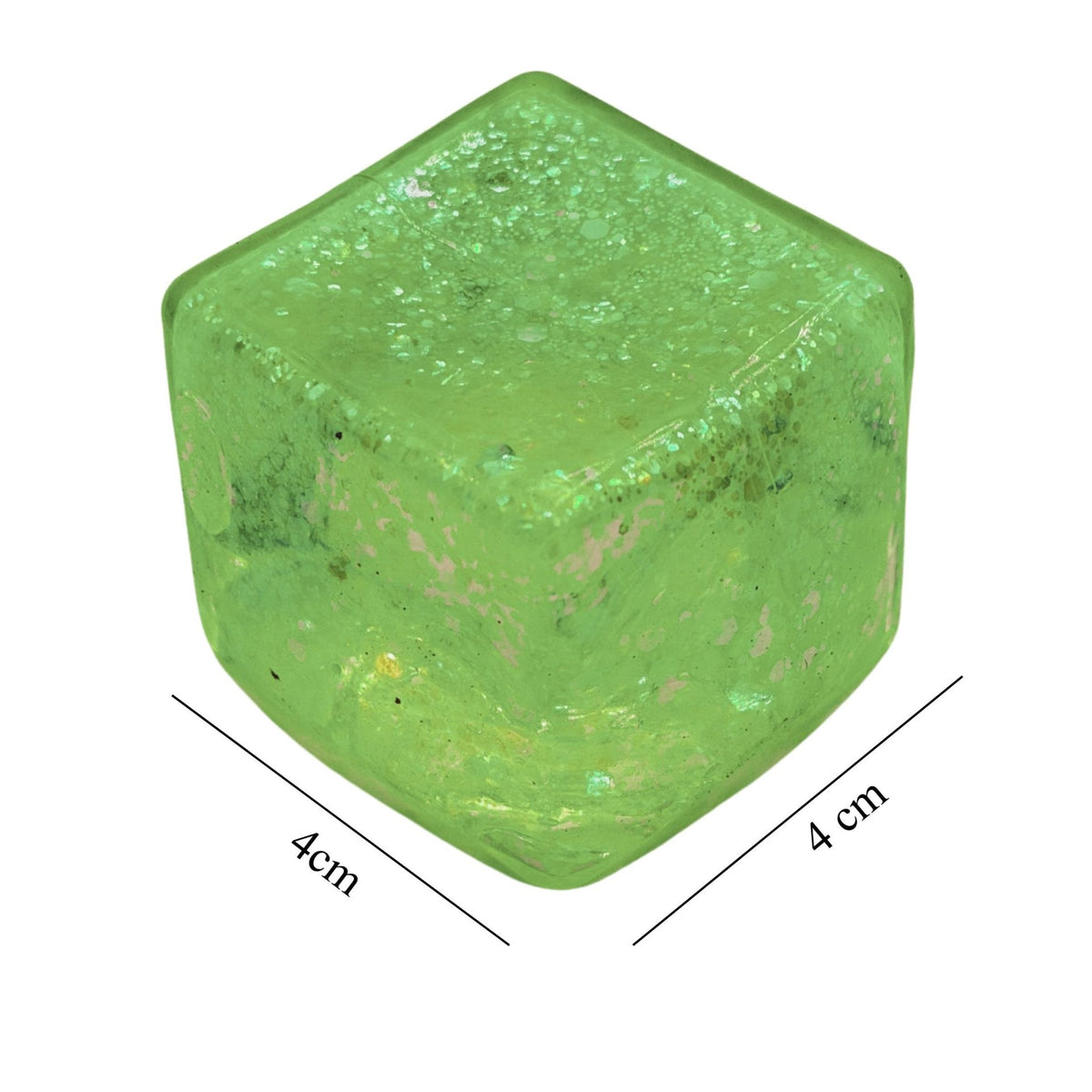 Jucarie Squishy Antistres, Model Ice Cube cu Sclipici Magic, Revenire Lenta, Material TPR, 4x4 cm, Verde