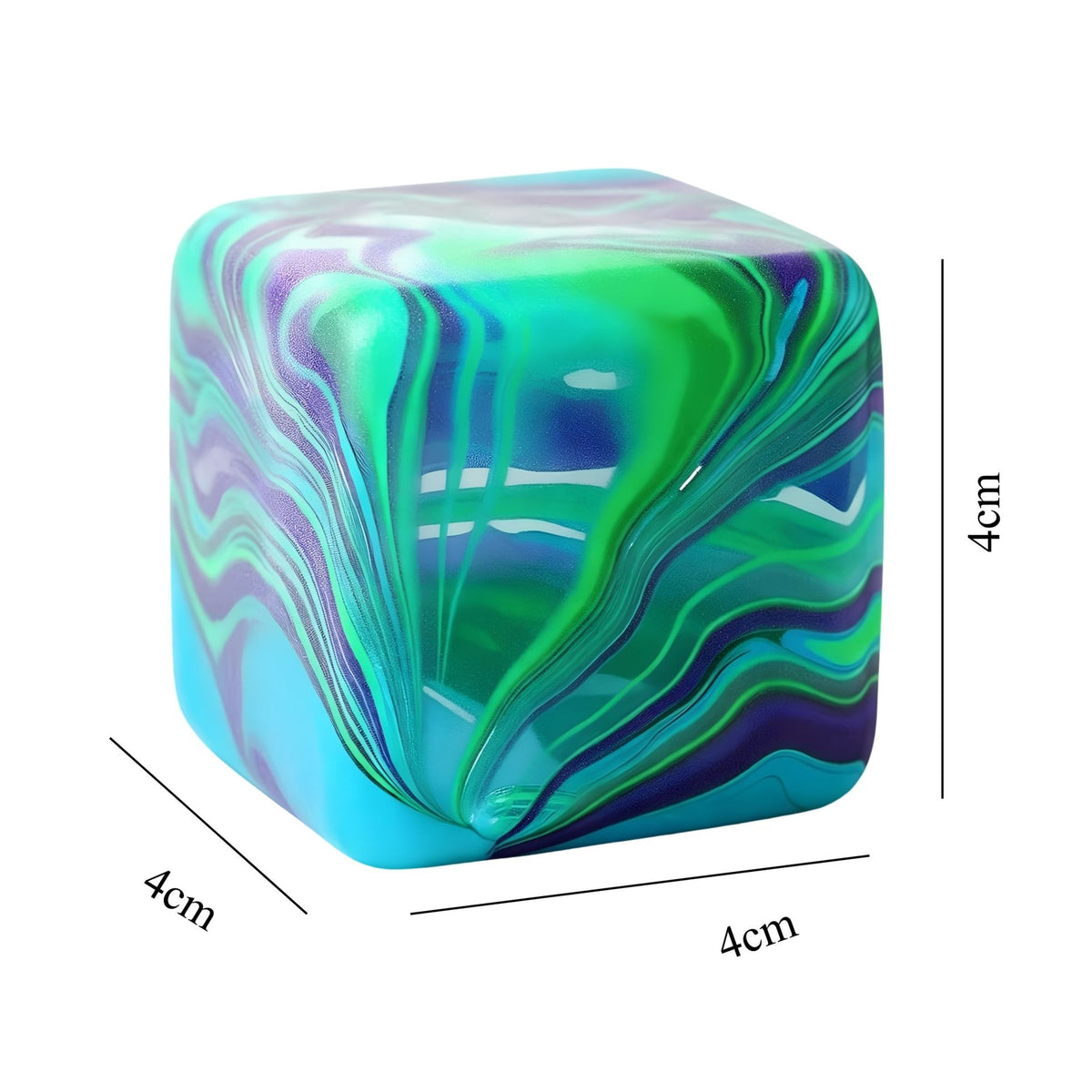 Jucarie Squishy Cub Fidget, Antistres Senzorial cu Revenire Lenta, Model Linii Flow din Maltoza si TPR, 4x4 cm, 80 g, Verde