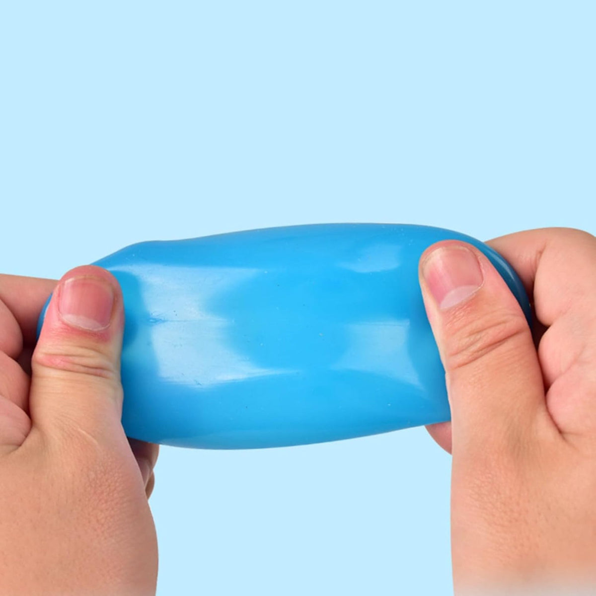 Jucarie Squishy Needoh, Cub De Gheata Antistres Senzorial, Revenire Lenta, TPE, 4.5x4.5x4.5 cm, 110 g, Albastru