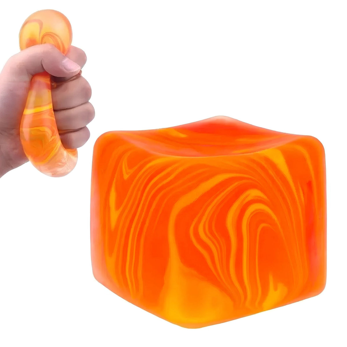 Jucarie Squishy Cub Antistres, Model Linii Flow cu Revenire Lenta, Maltoza si TPR, 4x4 cm, 80 g, Portocaliu