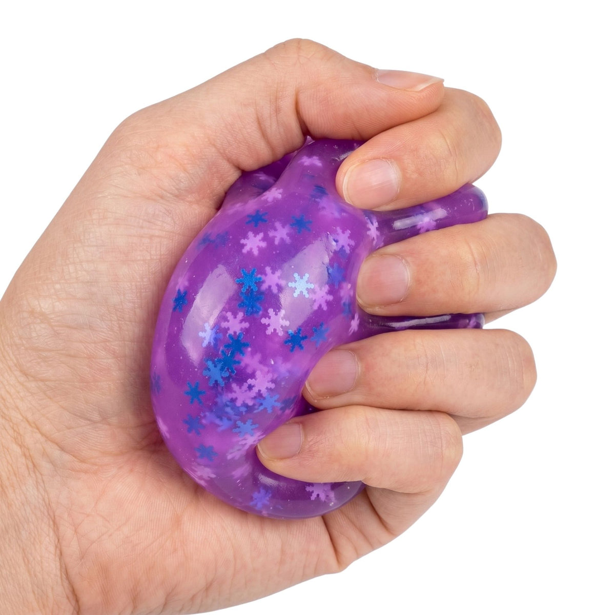 Jucarie Squishy Antistres, Model Ice Cube cu Fulgi de Nea, Revenire Lenta, Material TPR, 4.5x4.5x4.5 cm, Mov