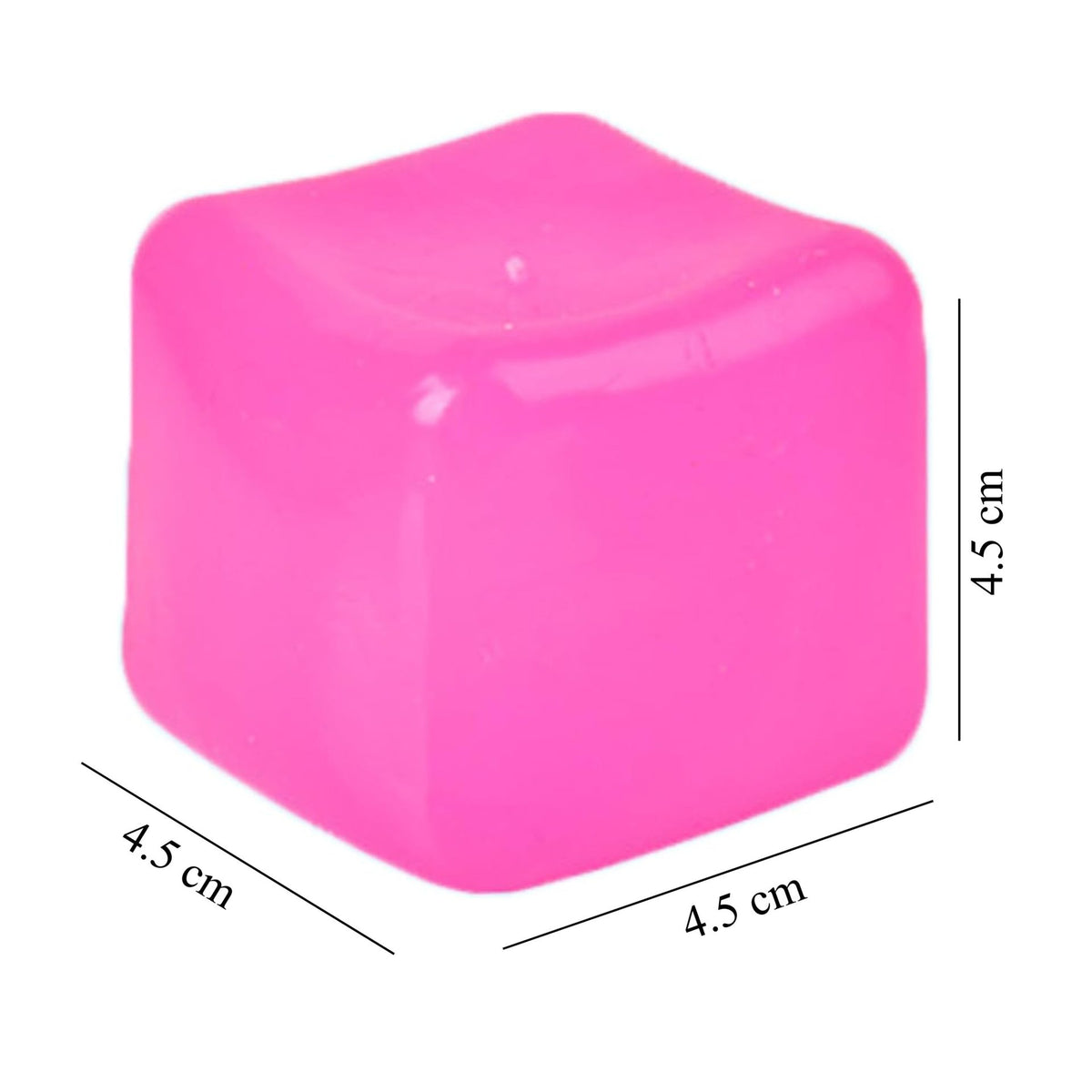 Jucarie Squishy Needoh, Cub Antistres Senzorial cu Revenire Lenta, TPE, 4.5x4.5x4.5 cm, 110 g, Roz Neon