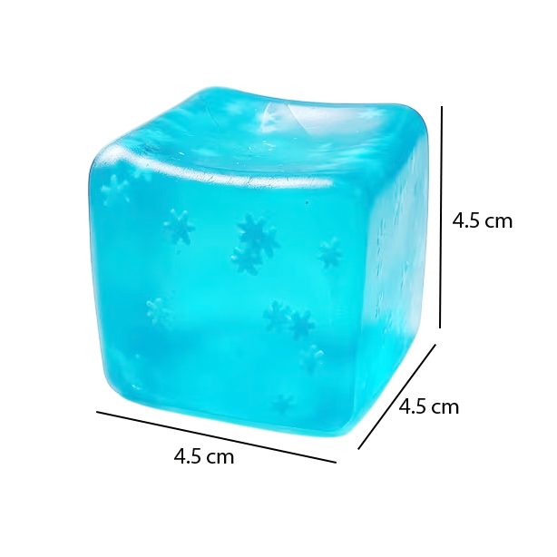 Jucarie Squishy Needoh, Cub Antistres Senzorial cu Revenire Lenta, Termoplastic, Cub de Gheata cu Fulgi, 4.5x4.5x4.5 cm, Albastru