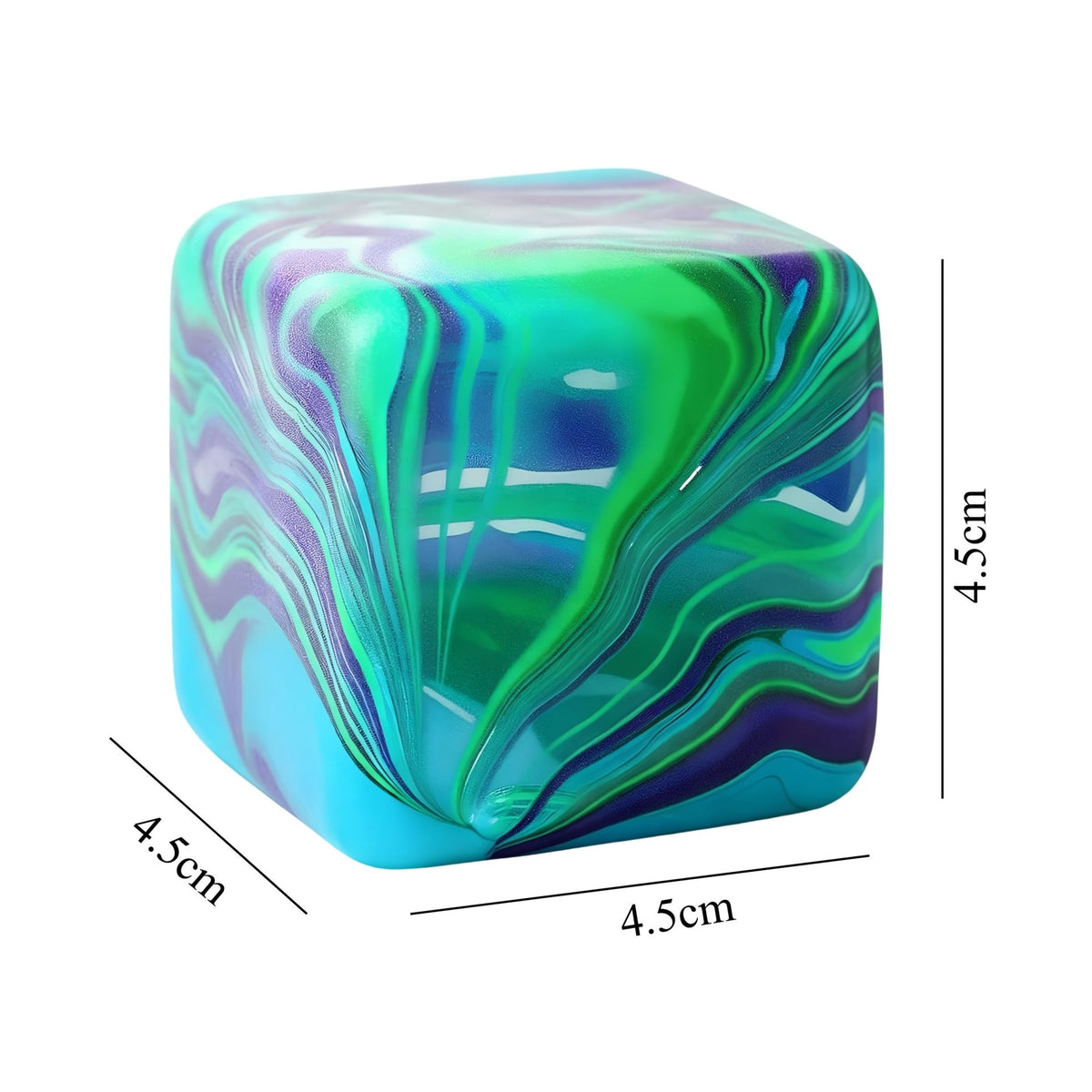 Jucarie Squishy Antistres, Cub Fidget 3D Linii Flow, Revenire Lenta, Maltoza si TPR, 4.5x4.5 cm, Verde