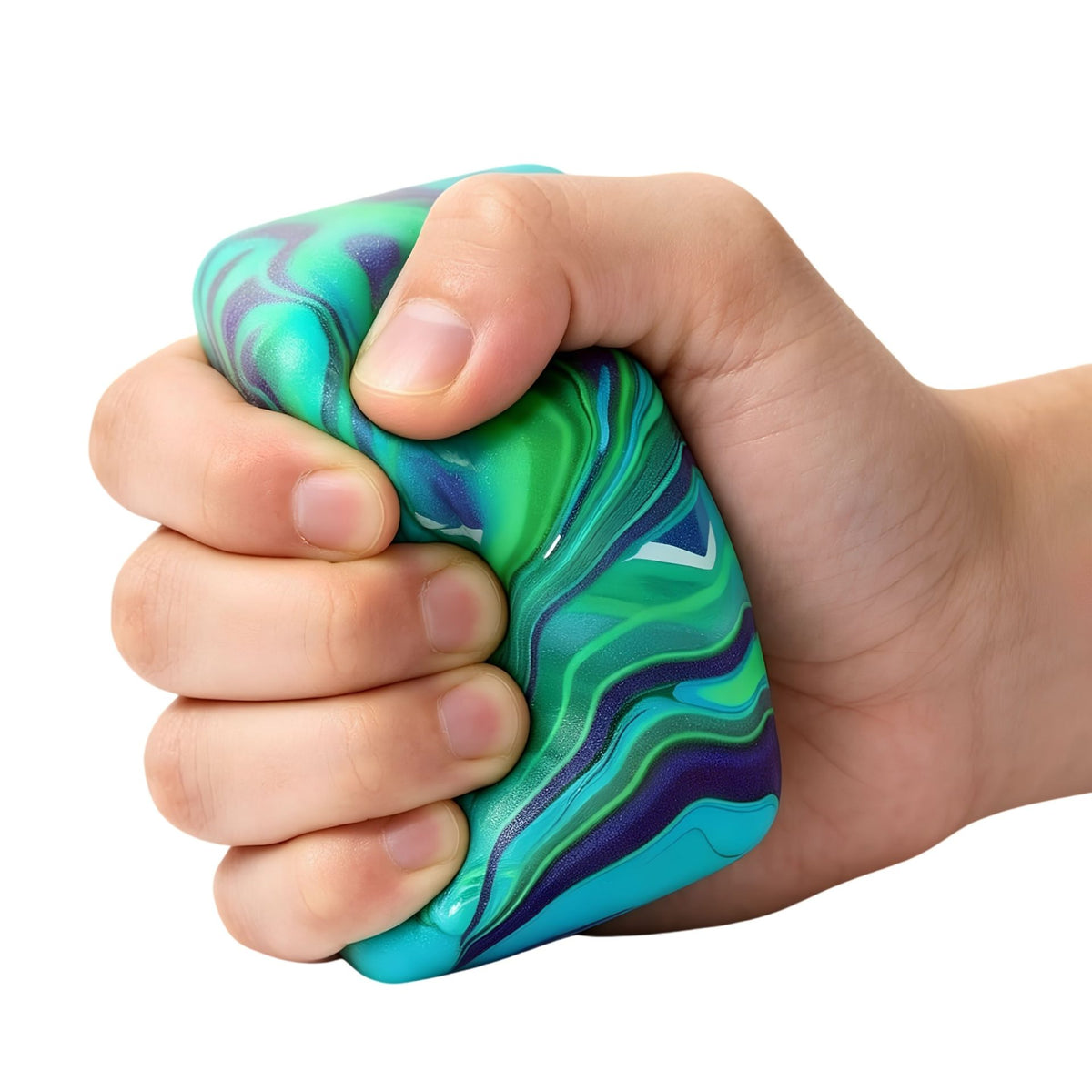 Jucarie Squishy Antistres, Cub Fidget 3D Linii Flow, Revenire Lenta, Maltoza si TPR, 4.5x4.5 cm, Verde