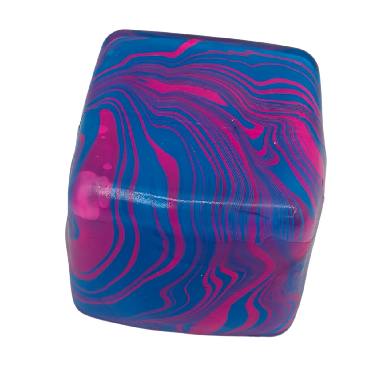 Jucarie Squishy Antistres Cub, Model Linii Flow cu Revenire Lenta, Maltoza si TPR, 4.5x4.5 cm, Albastru