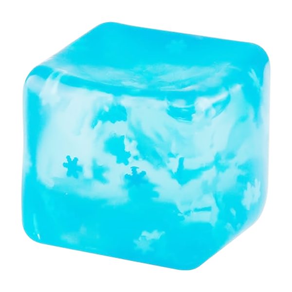 Jucarie Squishy Needoh, Cub Antistres Senzorial cu Revenire Lenta, Termoplastic, Model Cub de Gheata cu Fulgi, 5.5x5.5x5.5 cm, Albastru