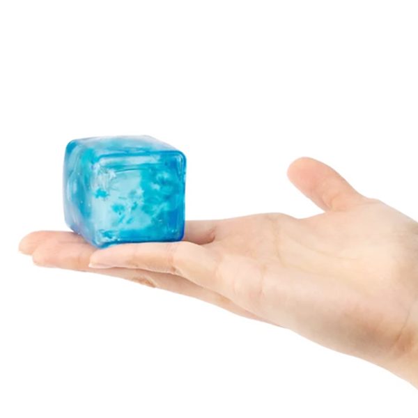 Jucarie Squishy Needoh, Cub Antistres Senzorial cu Revenire Lenta, Termoplastic, Model Cub de Gheata cu Fulgi, 5.5x5.5x5.5 cm, Albastru