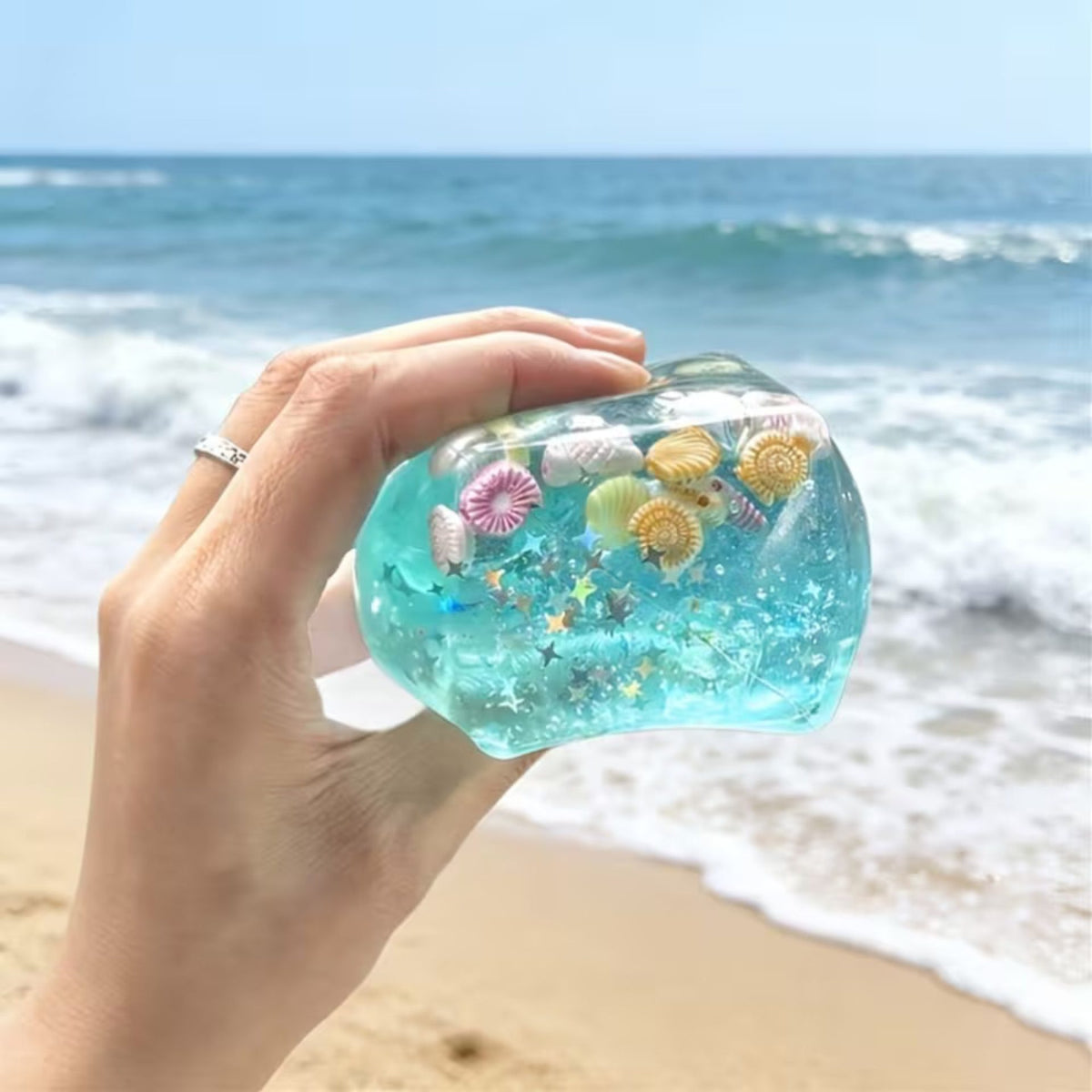 Jucarie Squishy Needoh, Cub Antistres Senzorial cu Revenire Lenta, Termoplastic Premium, 5.5x5.5x5.5 cm, Albastru, Model Stele Maritime